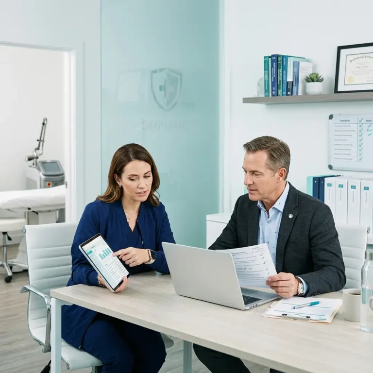 Healthcare provider conducting a telehealth Good Faith Exam for a New Mexico med spa patient.