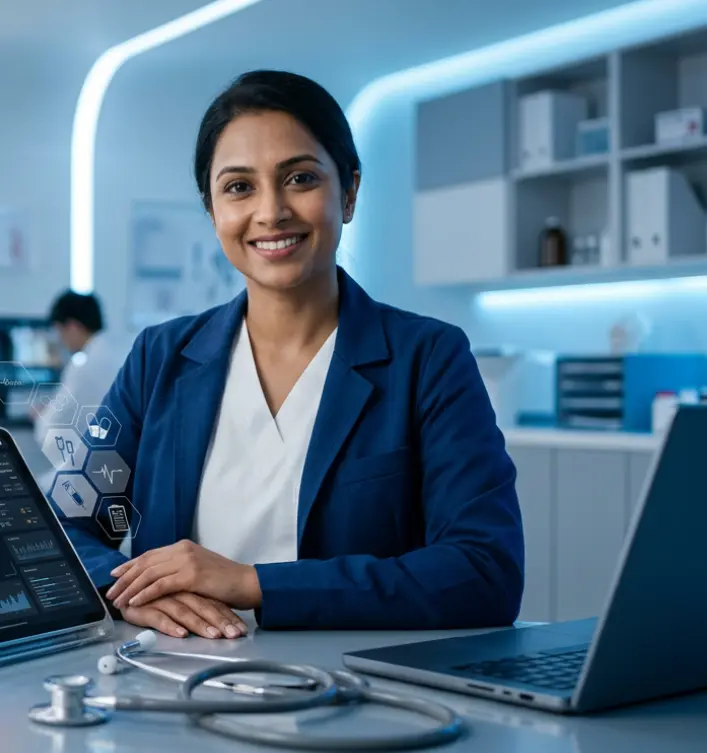Licensed provider performing a telehealth Good Faith Exam in Illinois